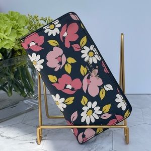 KATE SPADE LARGE SLIM BIFOLD WALLET LEATHER DARCY ROAD TRIP FLORAL CARD CASE